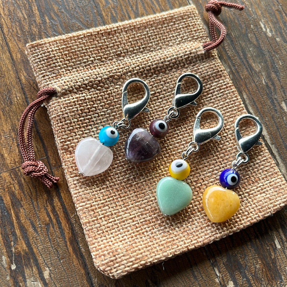 Crystal Pet Charms Howlite Pet Charm Rose Quartz Pet Charm Evil Eye Pet Charms - Picture 2 of 4